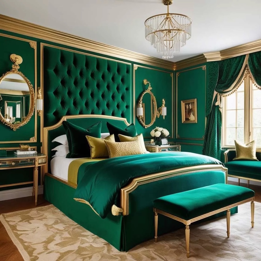 Luxury Emerald Green Silk Satin King Size Bedding Set